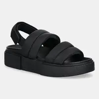 Sandály Tommy Jeans FLATFORM SANDAL dámské, černá barva, na platformě, EN0EN02802