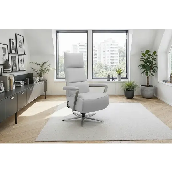 Sit & More RELAXAČNÍ KŘESLO, kůže, světle šedá