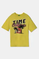 Dětské bavlněné tričko United Colors of Benetton žlutá barva, s potiskem, 3I1XC10O4