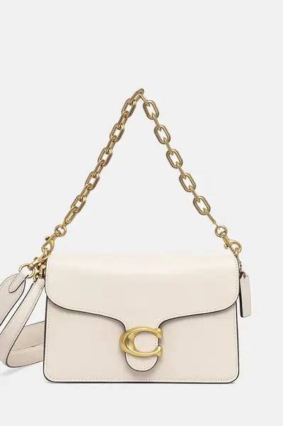 Kožená kabelka Coach TABBY béžová barva, CY919