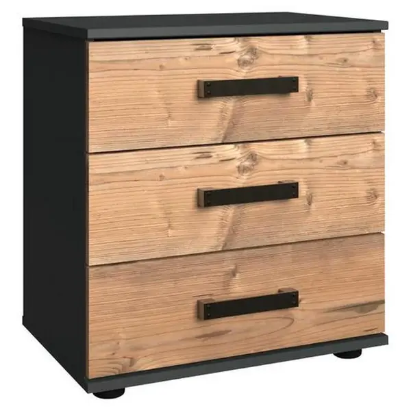 Ti'me NOČNÍ STOLEK, barvy grafitu, barvy smrku, 52/58/38 cm