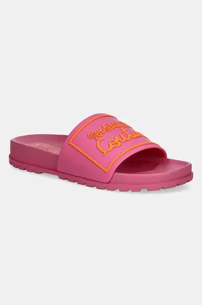 Pantofle Versace Jeans Couture dámské, růžová barva, 78VA3SQ2 71352 494