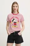 Bavlněné tričko Desigual MICKEY MOUSE červená barva, 25SWTKAI