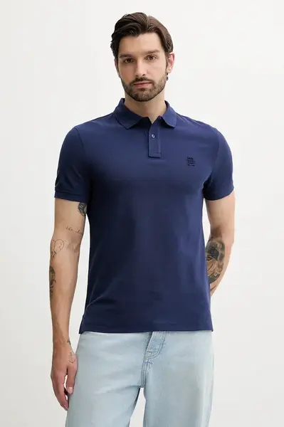 Bavlněné polo tričko Tommy Hilfiger černá barva, s aplikací, MW0MW33167