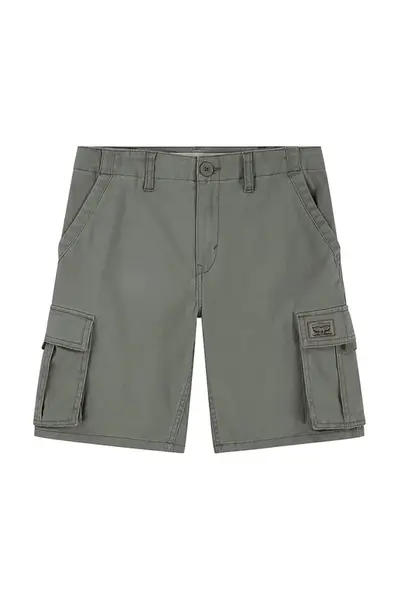 Dětské kraťasy Levi's TRADITIONAL CARGO SHORTS zelená barva, nastavitelný pas, 9EM381