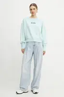 Bavlněná mikina BOSS Orange dámská, tyrkysová barva, s aplikací, 50540263