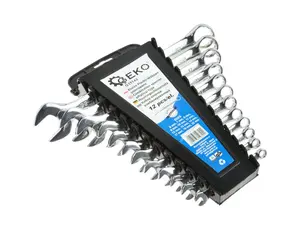 GEKO Očkoploché ráčnové klíče, 16-22 mm, v plastovém držáku, sada 12 ks