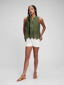 GAP Bavlněný peplum top s krajkou - Dámské