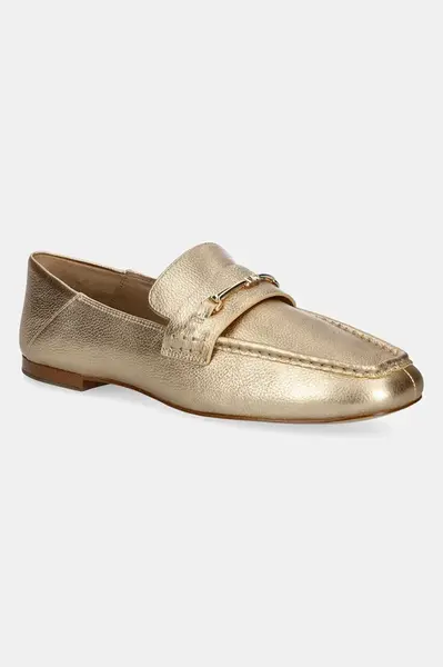 Kožené mokasíny MICHAEL Michael Kors Lena dámské, zlatá barva, na plochém podpatku, 40R5LEFP1M.740