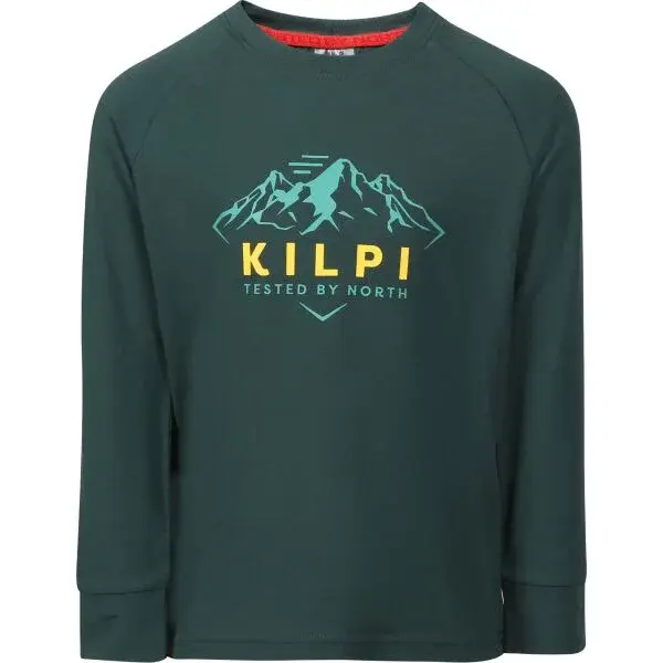 KILPI VERATI Chlapčenské bavlnené tričko s dlhým rukávom, tmavo zelená, veľkosť
