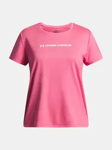 Dívčí tričko Under Armour Tech Wordmark Graphic SS-PNK - Holky