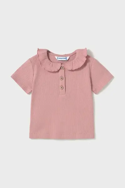 Dětské tričko Mayoral růžová barva, s límečkem, 1104