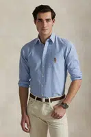 Bavlněná košile Polo Ralph Lauren pánská, modrá barva, regular, s klasickým límcem, 710974543