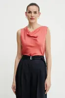 Hedvábná halenka BOSS dámská, růžová barva, hladká, 50537652