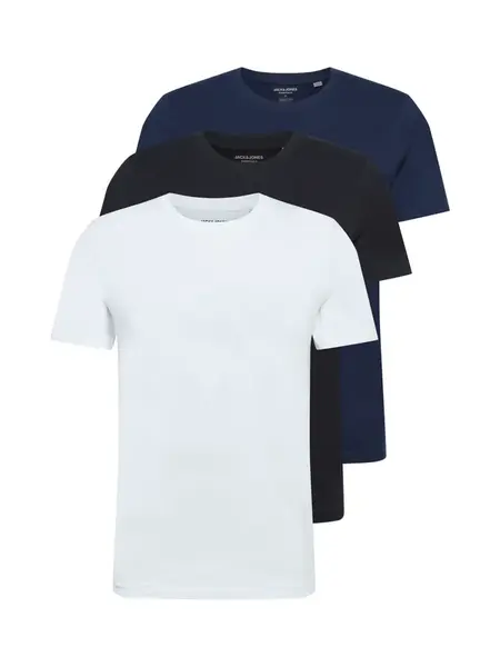 JACK & JONES Tričko  tmavomodrá / čierna / biela
