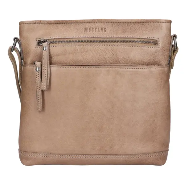 Dámska kožená cossbody kabelka Mustang Blaise - tmavo béžová