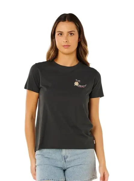 Rip curl dámské tričko Tide Line Standard Washed Black | Černá | Velikost XL | 100% bavlna