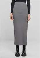 Women's ribbed skirt with high slit gray