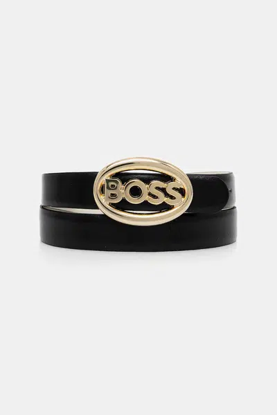 Oboustranný kožený pásek BOSS dámský, černá barva, 50553376