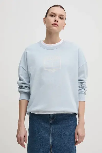 Mikina Tommy Hilfiger dámská, modrá barva, s potiskem, WW0WW44633