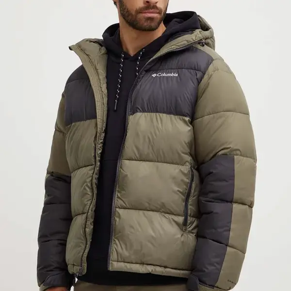 Bunda Columbia M Pike Lake II Hooded Ja pánská, zelená barva, zimní, 2050931
