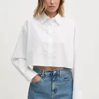 Bavlněná košile Calvin Klein Jeans béžová barva, relaxed, s klasickým límcem, J20J225079