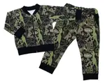 G-baby Stylová bavlněná tepláková souprava ,  Dino - khaki/černá
