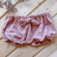 Baby Nellys Mušelínové letní kraťasky Stars s mašličkou, pudrové vel.  92/98