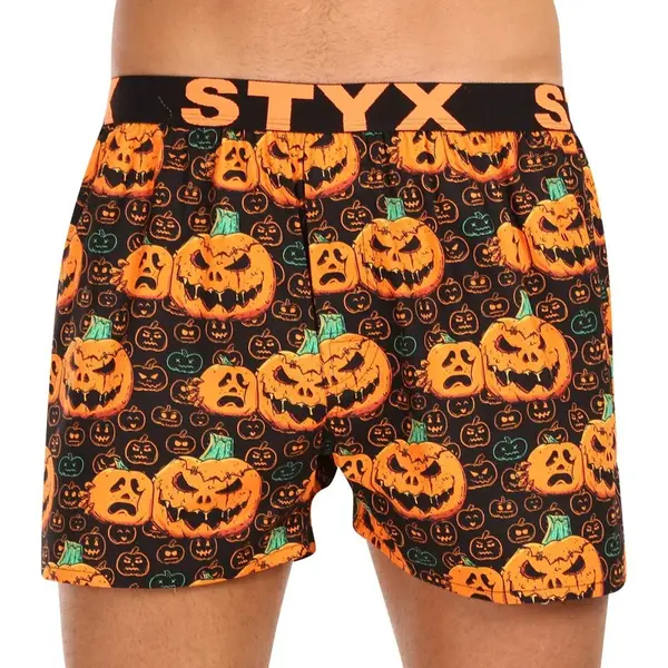 Styx Pánské trenky art sportovní guma Halloween dýně (B1755) M