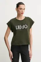 Bavlněné tričko Liu Jo zelená barva, VA5151.JS923