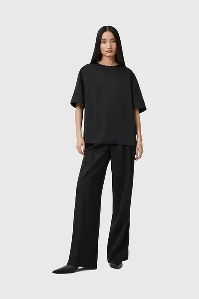 Kalhoty AllSaints ZENNI dámské, černá barva, široké, high waist, W023TC