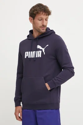 Mikina Puma pánská, tmavomodrá barva, s kapucí, s potiskem, 682572