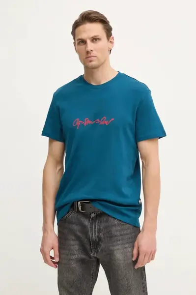 Bavlněné tričko G-Star tyrkysová barva, s potiskem, D25150-C812