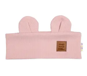 Baby Nellys Čelenka Teddy s oušky pro děti Hand Made - pudrově růžová