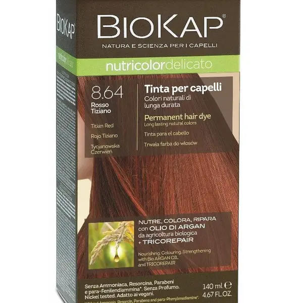BIOKAP Nutricolor Delicato 8.64 Tiziánově červená barva na vlasy 140 ml