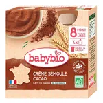 Babybio Mléčná krupicová svačinka s kakaem 4x85 g