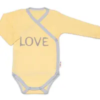 Baby Nellys Body dlouhý rukáv Love - zapínání bokem, žluté