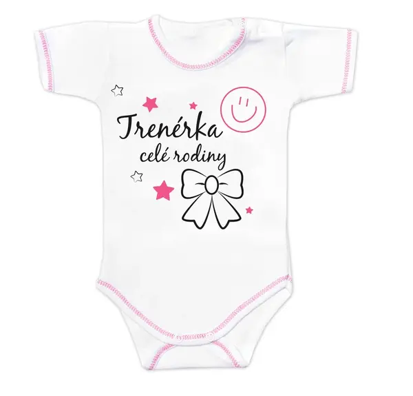 Baby Nellys Body kr. rukáv s vtipným textem, Trenérka celé rodiny, vel. 68