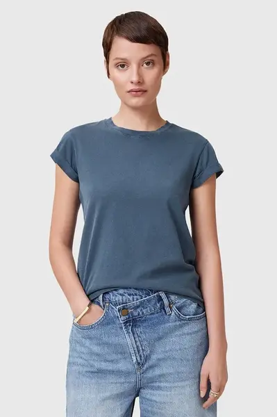 Bavlněné tričko AllSaints ANNA modrá barva, W191JB