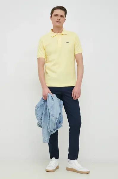 Bavlněné polo tričko Lacoste žlutá barva, L1212-001