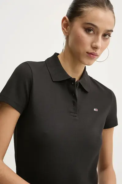 Polo tričko Tommy Jeans černá barva, DW0DW20160