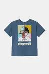 Dětské bavlněné tričko Puma X PLAYMOBIL modrá barva, s potiskem, 627394