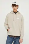 Bavlněná mikina Levi's pánská, béžová barva, s kapucí, melanžová