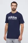 Bavlněné tričko adidas tmavomodrá barva, s potiskem, IW8834
