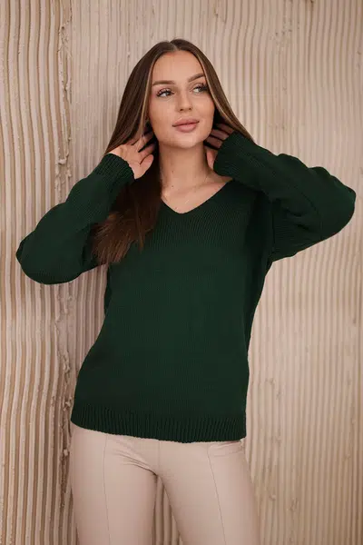 V-neck sweater dark green
