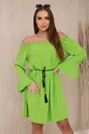 Dress with a drawstring at the waist in light green colour