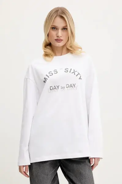 Bavlnené tričko s dlhým rukávom Miss Sixty