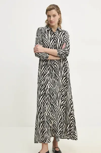 Šaty Answear.LAB čierna farba, maxi, rovný strih