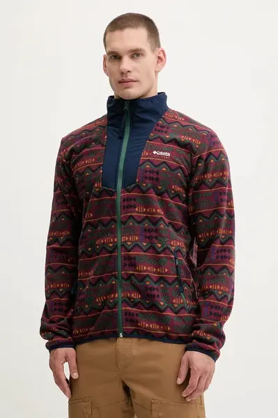 Outdoorová mikina Columbia Sequoia Grove pánská, vínová barva, vzorovaná, 2135511