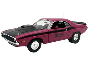 1970 Dodge Challenger T/A Pro Stock "Mopar Performance" Panther Pink with Black Stripes and Black Hood Limited Edition to 350 pieces Worldwide 1/18 D